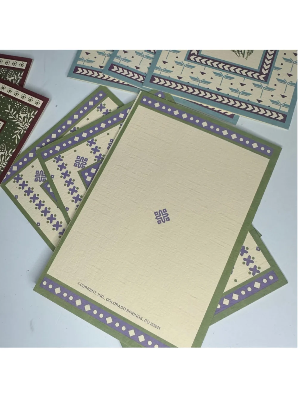 Vintage Stationery Set of 12 with Floral Blank Cards and Red Box